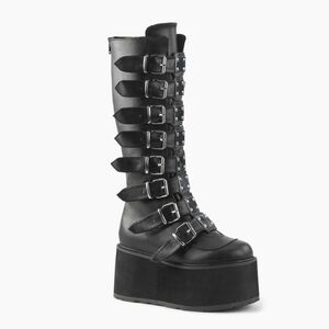 Demonia Black Platform Boots with Buckles